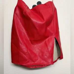 By The Way Red Faux Leather Mini Skirt | Size Small | Y2K Statement Skirt